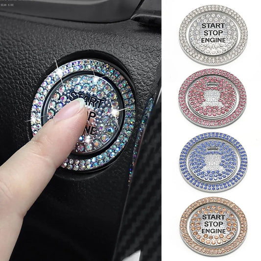 Car Bling Ring & Button Ignition Sticker Set