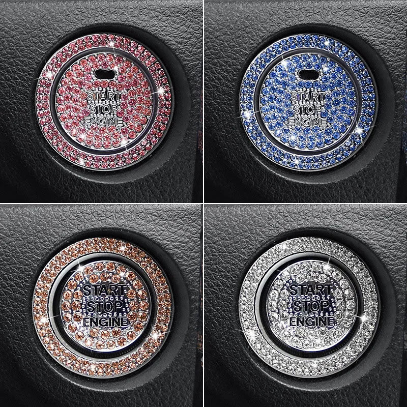 Car Bling Ring & Button Ignition Sticker Set