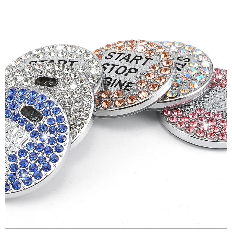 Car Bling Ring & Button Ignition Sticker Set